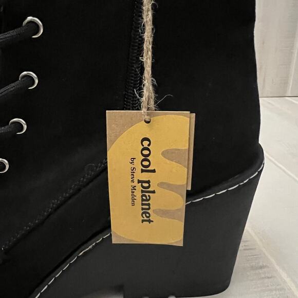 NWT Cool Planet Steve Madden Marsh Boots Black Wmn’s Sz 11 Sustainable Lug Sole - Picture 13 of 15